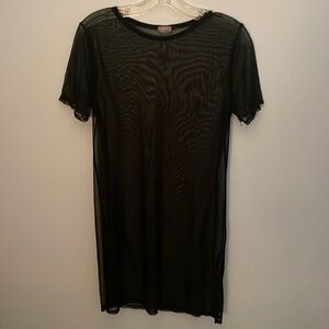 Black Mesh T-shirt Dress